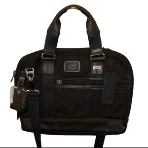 NWT TUMI Alpha Bravo Earle Compact Brief Bag Black Cleveland Cavaliers logo